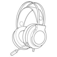 Line Art Headphones Vector Illustration, Music Concept, Line art vector, Portable earphones, Headphones Vector