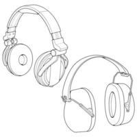 Set line Art Headphones Vector Illustration, Music Concept, Line art vector, Portable earphones, Headphones Vector