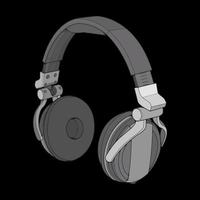 ilustración de vector de auriculares de bloque de color, concepto de música, vector de arte de línea, auriculares portátiles, vector de auriculares