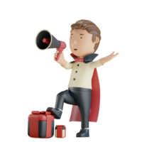 3d halloween character vampire using megaphone png