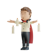 Il vampiro del personaggio di halloween 3d fa galleggiare le candele png