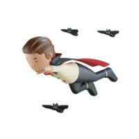 3D-Halloween-Charakter Vampire fliegen mit Fledermäusen png