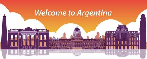 Argentina famous landmarks by silhouette style vector