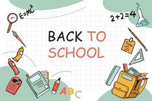 Hand drawn vector illustration of back to school background in doodle style.
