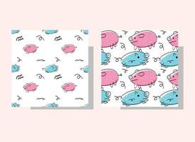 Victor hand drawn doodle pig seamless pattern. vector