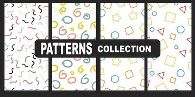 Memphis seamless pattern 80's-90's styles. Vector Geometric pattern collection.