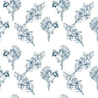 Vintage floral pattern. Seamless flower pattern on white background. Design for background,wallpaper,clothing,wrapping,fabric,Vector illustration.embroidery style. vector