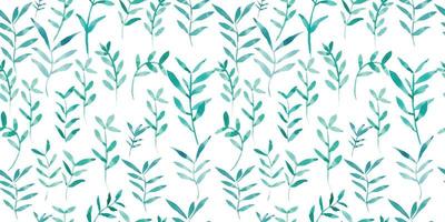 Hand drawn watercolor illustrations Vector seamless Green leaves pattern background.
