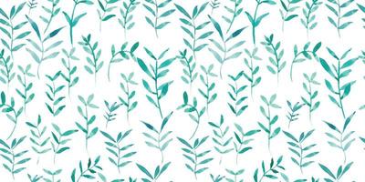 Hand drawn watercolor illustrations Vector seamless Green leaves pattern background.