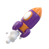 3D RENDERING ROCKET ICON FOR BUSINESS MARKETING png