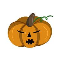 calabaza duerme, lindo personaje de calabaza para halloween con emociones en dibujos animados, ilustración vectorial en estilo plano vector