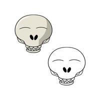 Set of picture, Funny character, Cute cartoon skull closed eyes, vector illustration in cartoon style