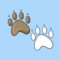 A set of pictures, an animal paw print, a vector illustration in cartoon style on a colored background