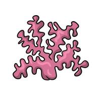 A sprig of pink coral, inhabitants of the tropical sea, vector illustration in cartoon style on a white background