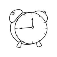 Monochrome picture, Round alarm clock, vector illustration in cartoon style on a white background