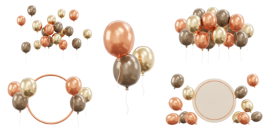Conjunto de renderizado 3d de regalo y elemento de globo para decoración de fondo aislado png