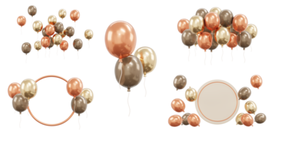 3D-rendering set van cadeau en ballon element voor decoratie geïsoleerde background png