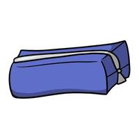 Blue pencil case, school lunch box, vector illustration in cartoon style on white background