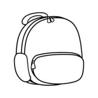 imagen monocromática mochila escolar, mochila para un estudiante, ilustración vectorial en estilo de dibujos animados sobre un fondo blanco vector