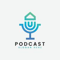 podcast logo template Free Vector