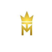 TM alphabet letter logo icon with king crown design. Creative template for company and business in white  colours Pro Vector