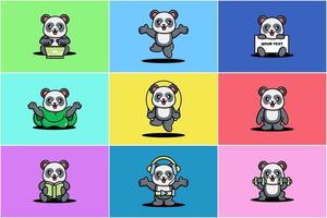 lindo diseño de mascota de personaje panda vector