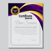 concepto de diseño de certificado de diseño moderno. plantilla de certificado de premio de vector de fondo de diploma de diseño moderno elegante y lujoso simple