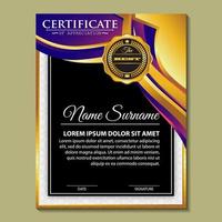 Modern certificate template in gradation and gold colors, luxury and modern style and award style vector image.