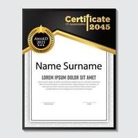 Modern certificate template in gradation and gold colors, luxury and modern style and award style vector image.