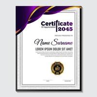 Modern certificate template in gradation and gold colors, luxury and modern style and award style vector image.