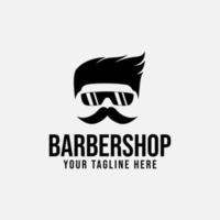 logotipo de barbería con icono de personas vector