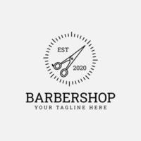 logo de barbería con icono de tijeras vector