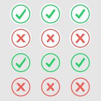 Collection green check mark and red cross icon design vector