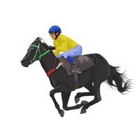Vector illustration, horse racing jockey, sports championship, isolated on white background.