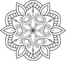 Black and white circle mandala flower Pro  Vector