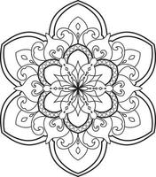 Black and white circle mandala flower Pro  Vector