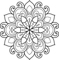 Black and white circle mandala flower Pro  Vector