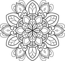 Black and white circle mandala flower Pro  Vector