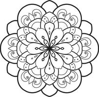 Black and white circle mandala flower Pro  Vector