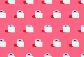 Roll of toilet paper seamless pattern and healthy paper roll concept flat vector illustration.