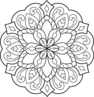 Black and white circle mandala flower Pro  Vector