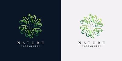 Green leaf nature logo design template with creative unique concept vector