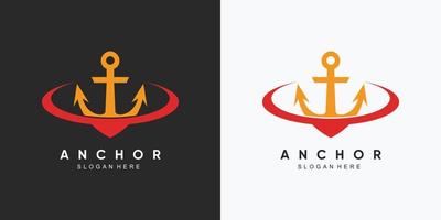 plantilla de diseño de logotipo de icono marino de ancla con elemento creativo vector