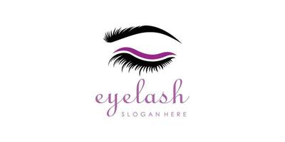 Eyelash extension logo design template for beauty salon with creative concept vector