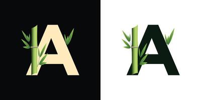 un diseño de icono de logotipo de bambú con letras basadas en iniciales creativas de plantilla vector