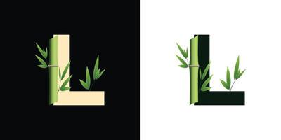 l bamboo logo icon design with template creative initials based lettes vector