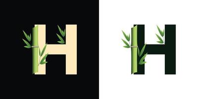 diseño de icono de logotipo h bambú con letras basadas en iniciales creativas de plantilla vector