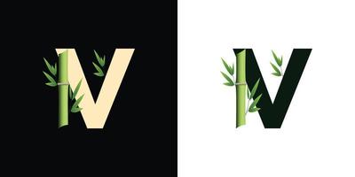 v diseño de icono de logotipo de bambú con letras basadas en iniciales creativas de plantilla vector