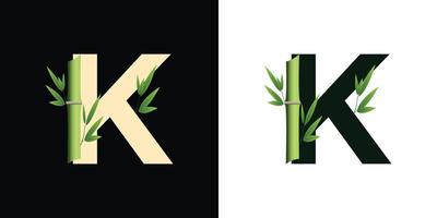 diseño de icono de logotipo de bambú k con letras basadas en iniciales creativas de plantilla vector