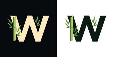 w diseño de icono de logotipo de bambú con letras basadas en iniciales creativas de plantilla vector